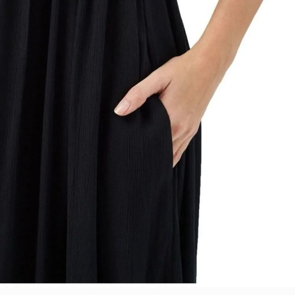 Frye Ladies Button Front Midi Dress Size Large Women’s In Black Sleeveless - Picture 3 of 12